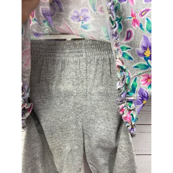 Okie Dokie Vintage Gray Floral Print Girls Size 24 Months 2‎ Piece Outfit - Picture 6 of 9